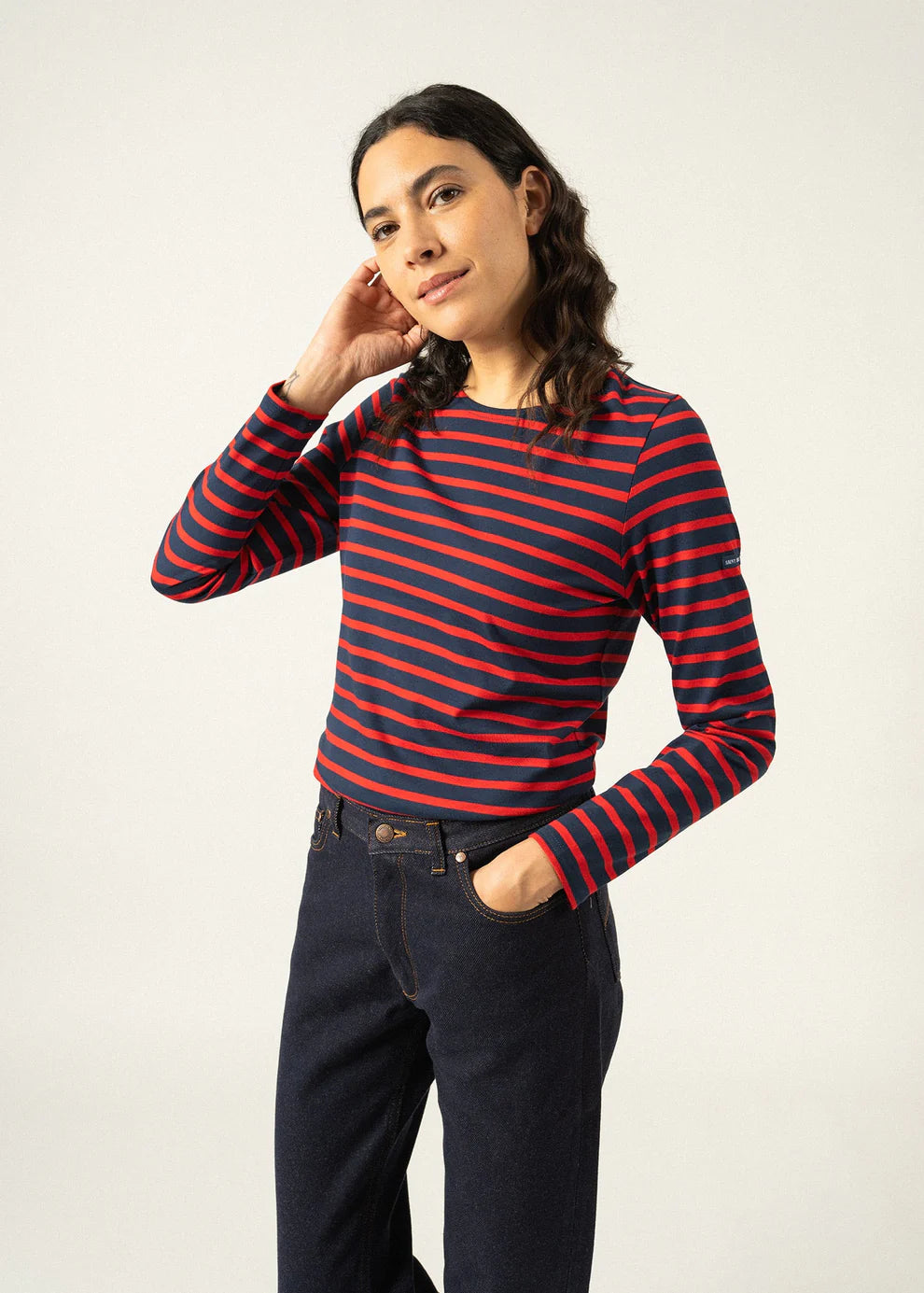 Navy & Red Striped Long Sleeve