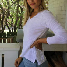 Load image into Gallery viewer, Long Sleeve V Slub Tee