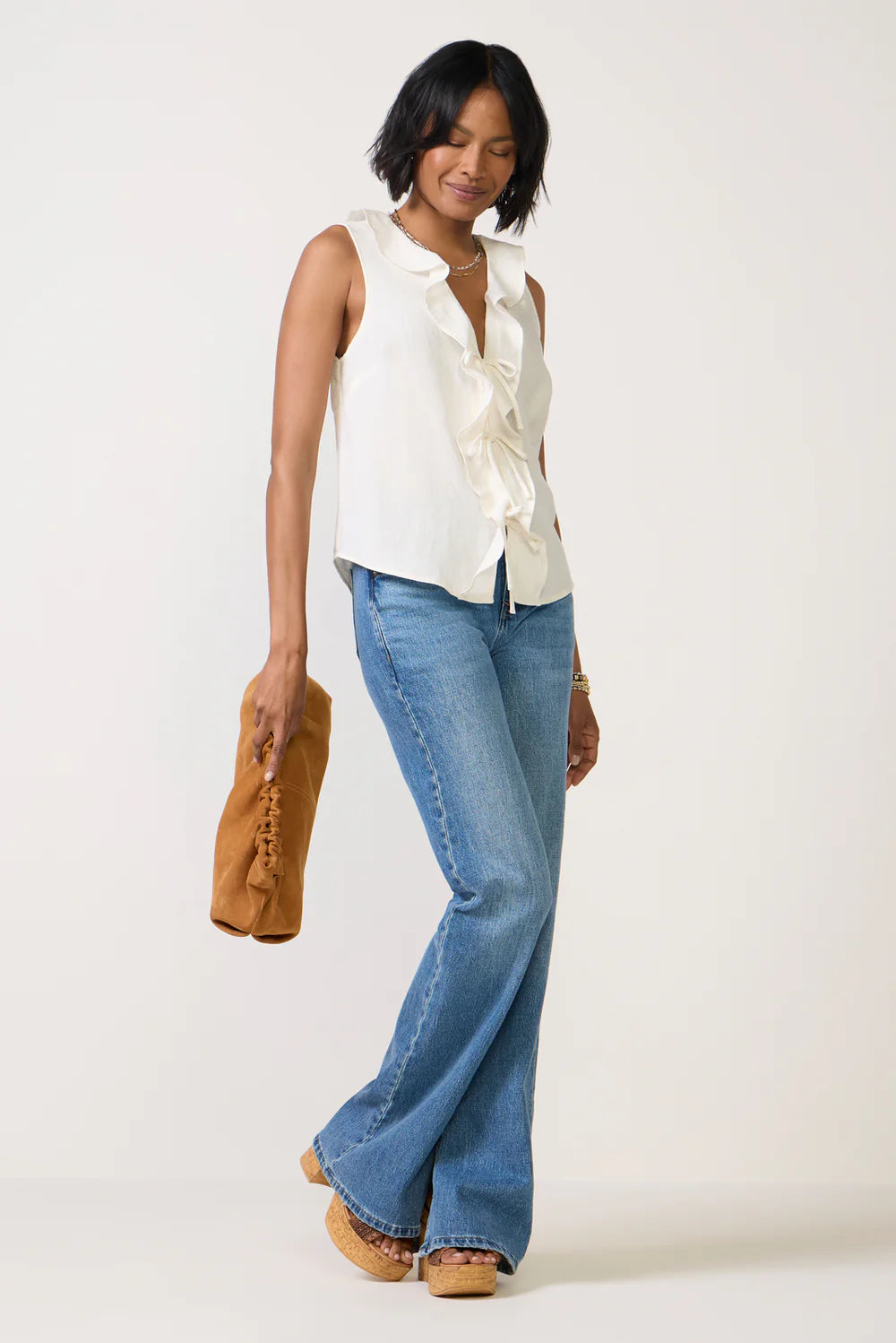 Lace up Ruffled Blouse