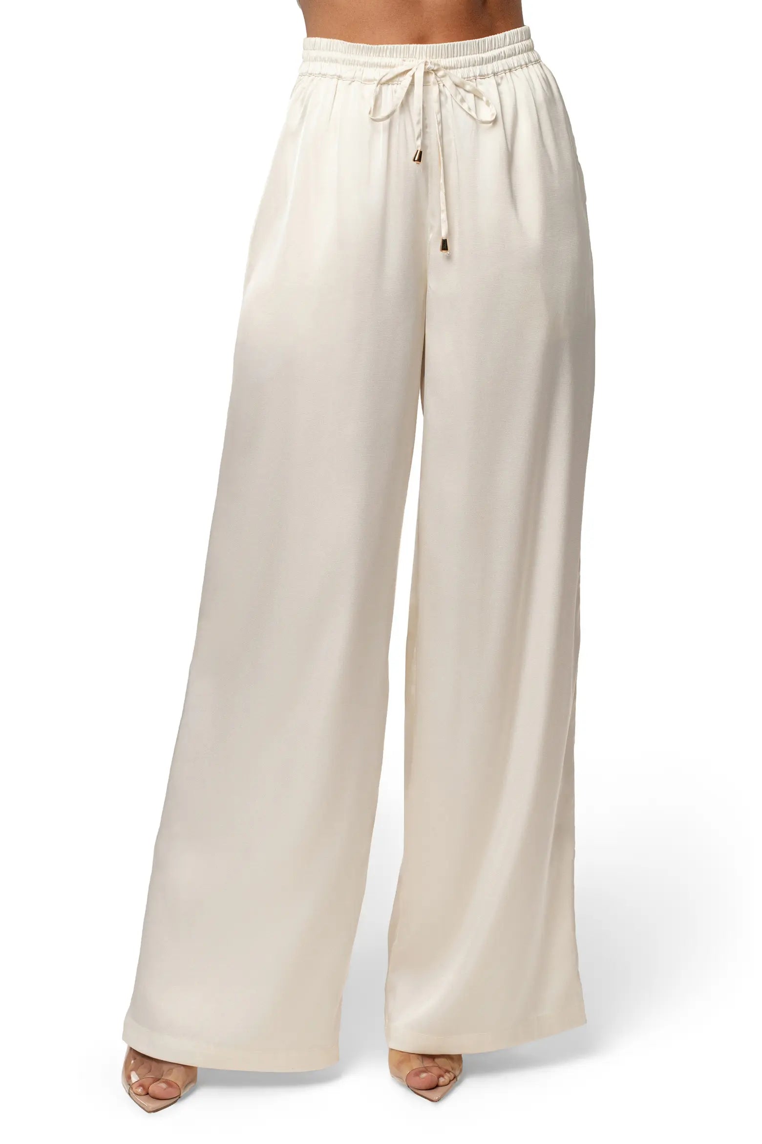 Silky Wide Leg Pants- Ivory