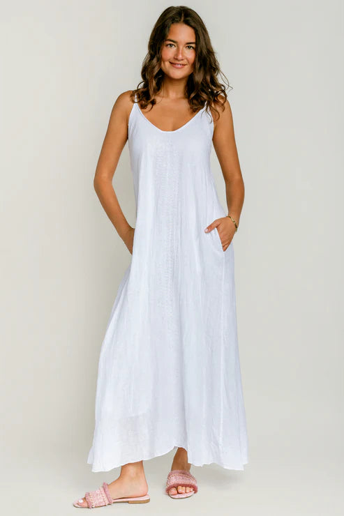 Adjustable Strap Linen Maxi