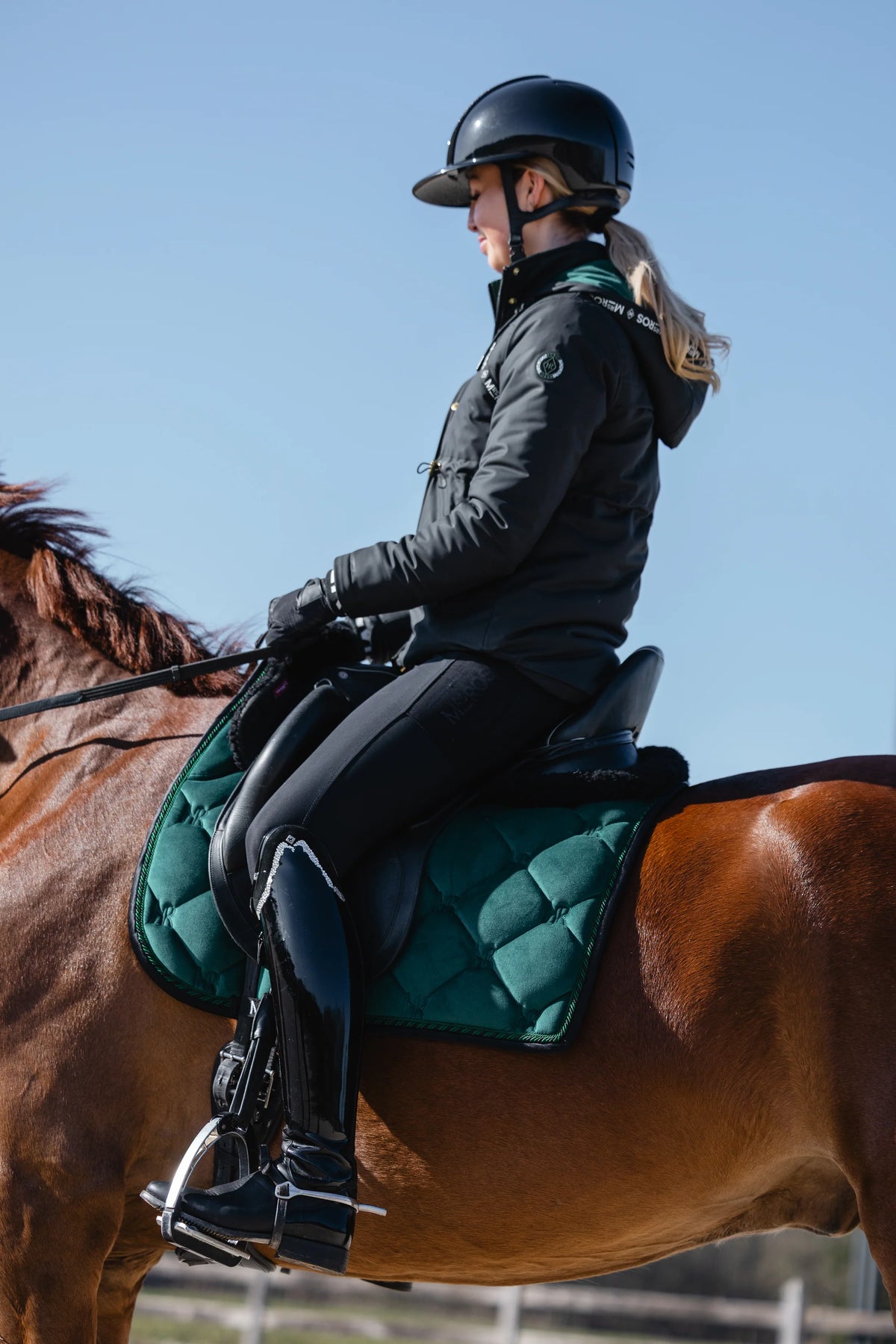 CHARMER Dressage Saddle Pad Velvet - Dark Forest