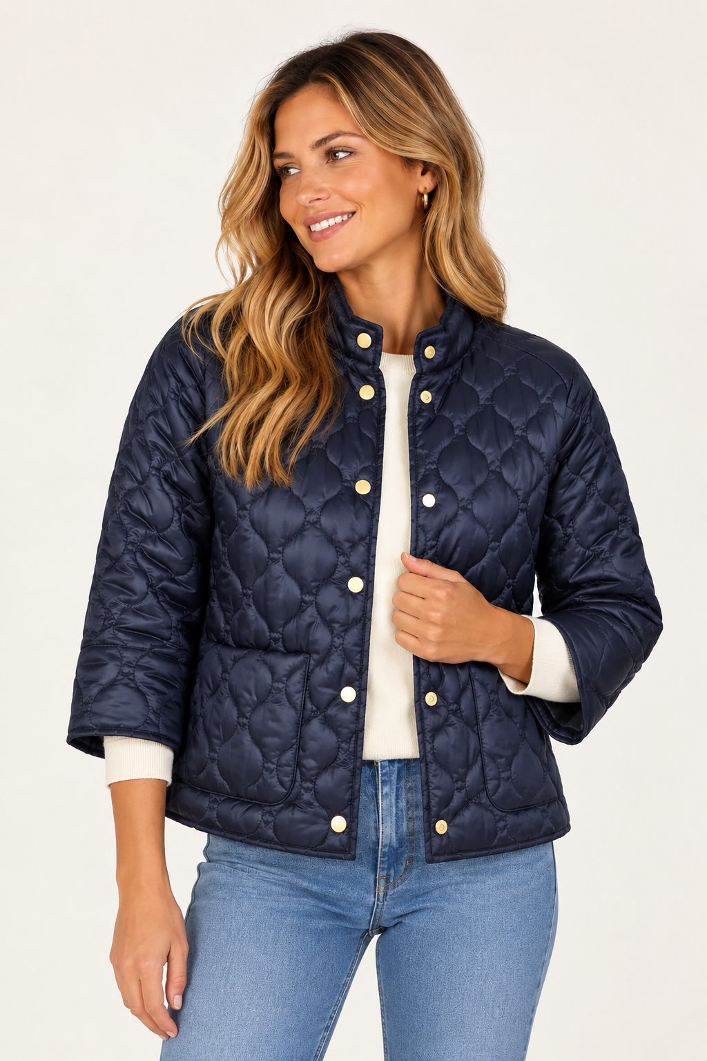 Jacqueline 3/4 Sleeve Jacket in Navy