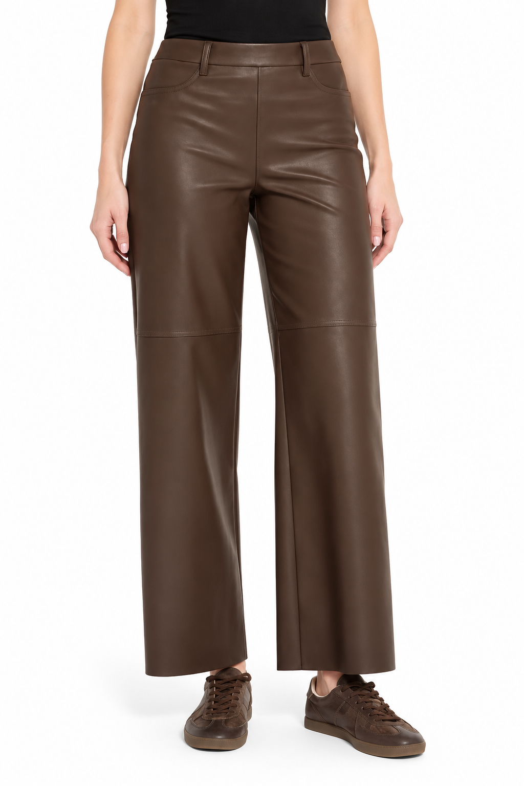 High Waisted Vegan Leather Wide Leg Pants