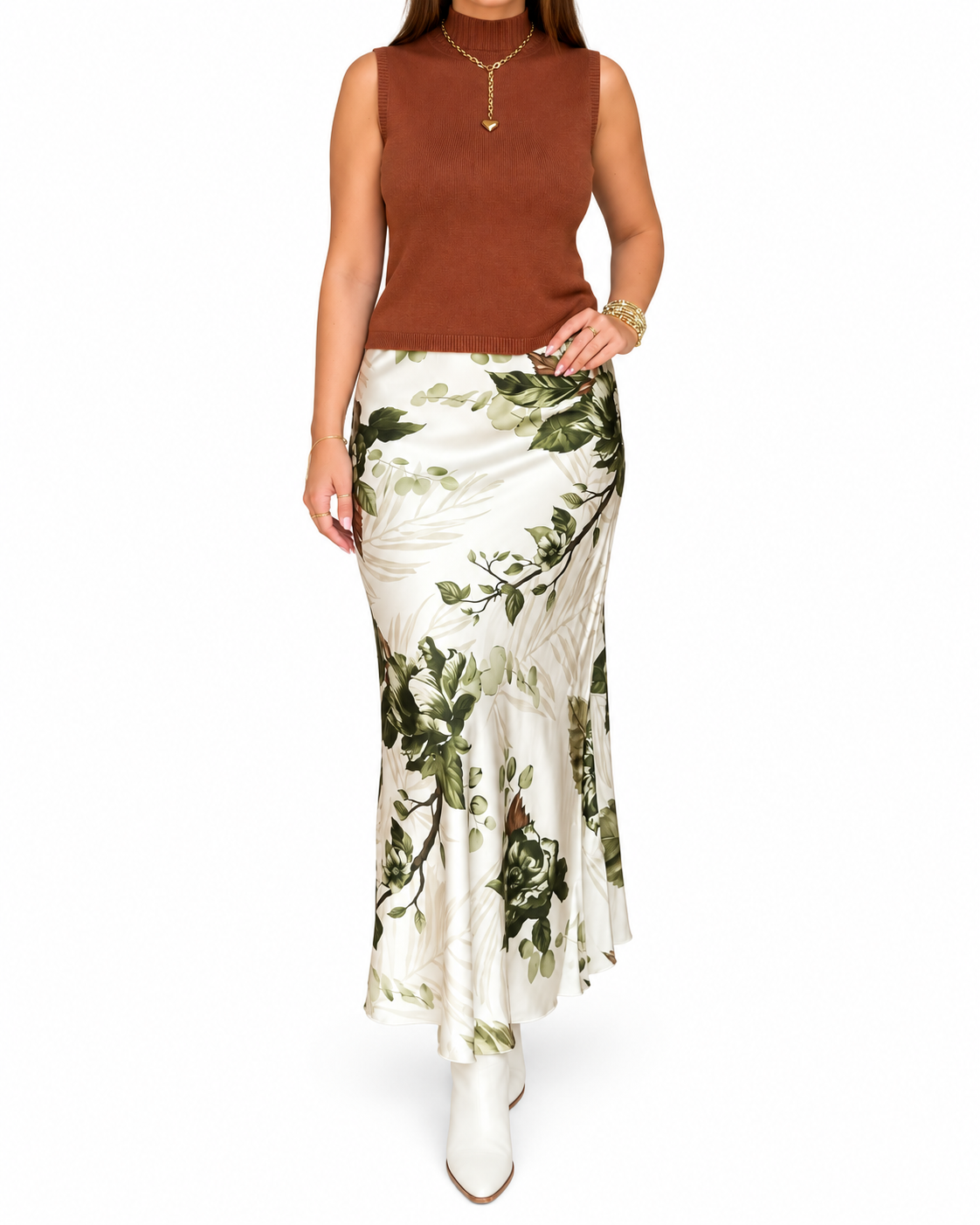 Watercolor Garden Floral Maxi Skirt