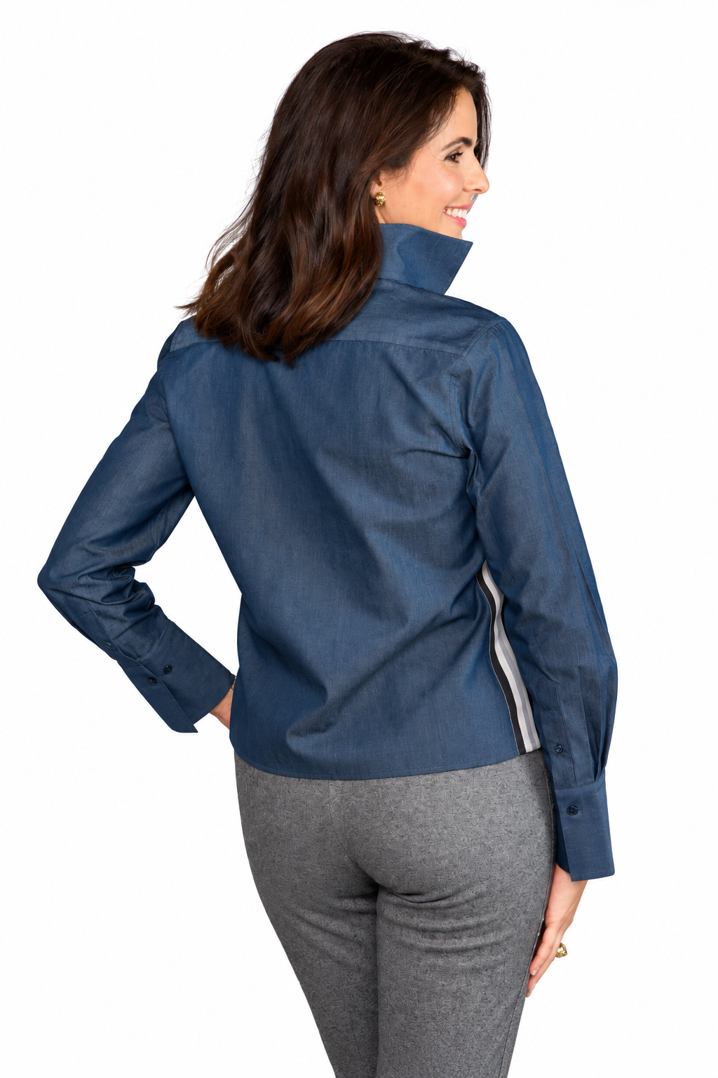 League Crop Shirt With Stripe Trim