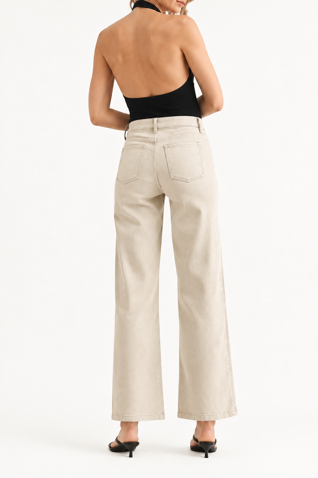 Mini Patch Pocket Wide Leg Jeans
