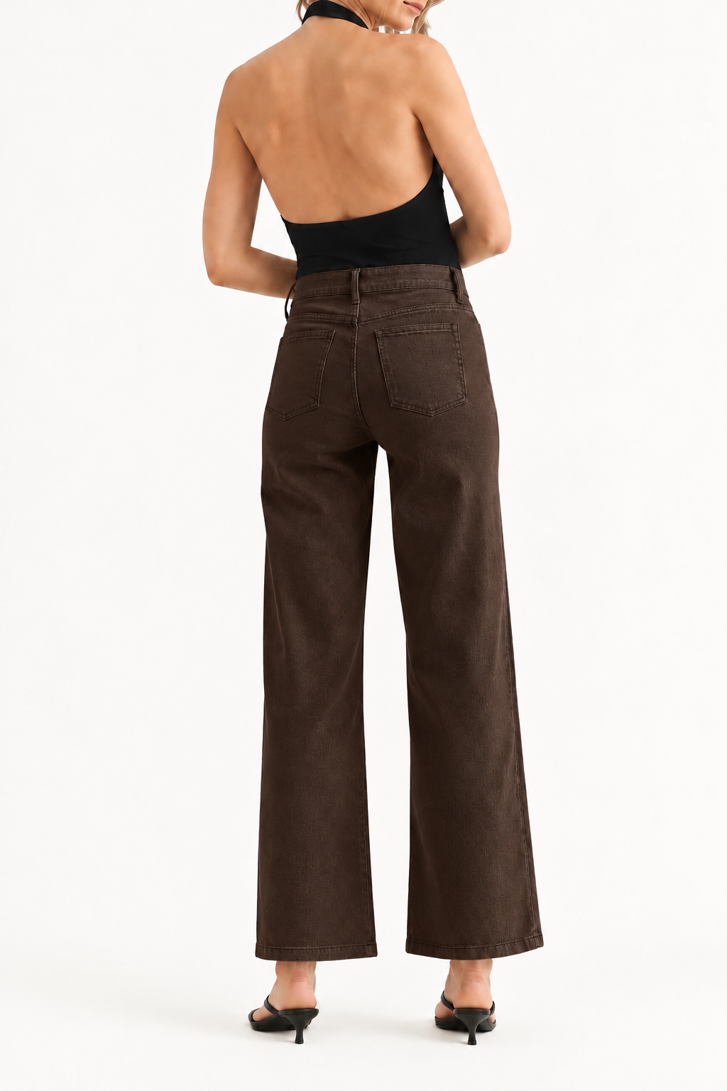 Mini Patch Pocket Wide Leg Jeans