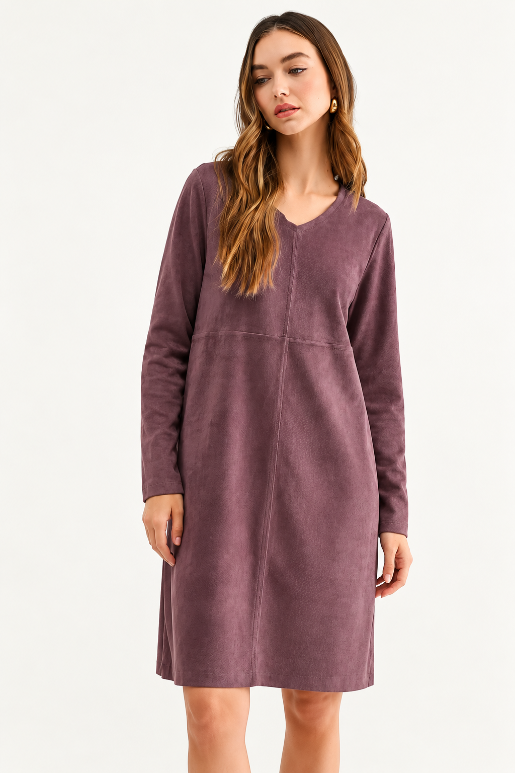 Aurora Suede V Neck with NO Pockets
