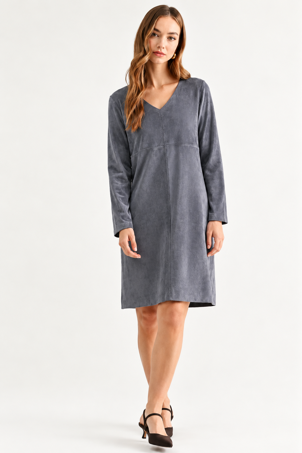 Aurora Suede V Neck with NO Pockets