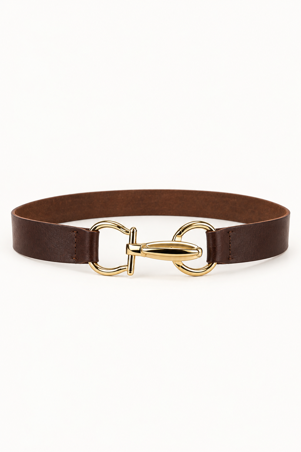 Gold Horsebit Leather Belt