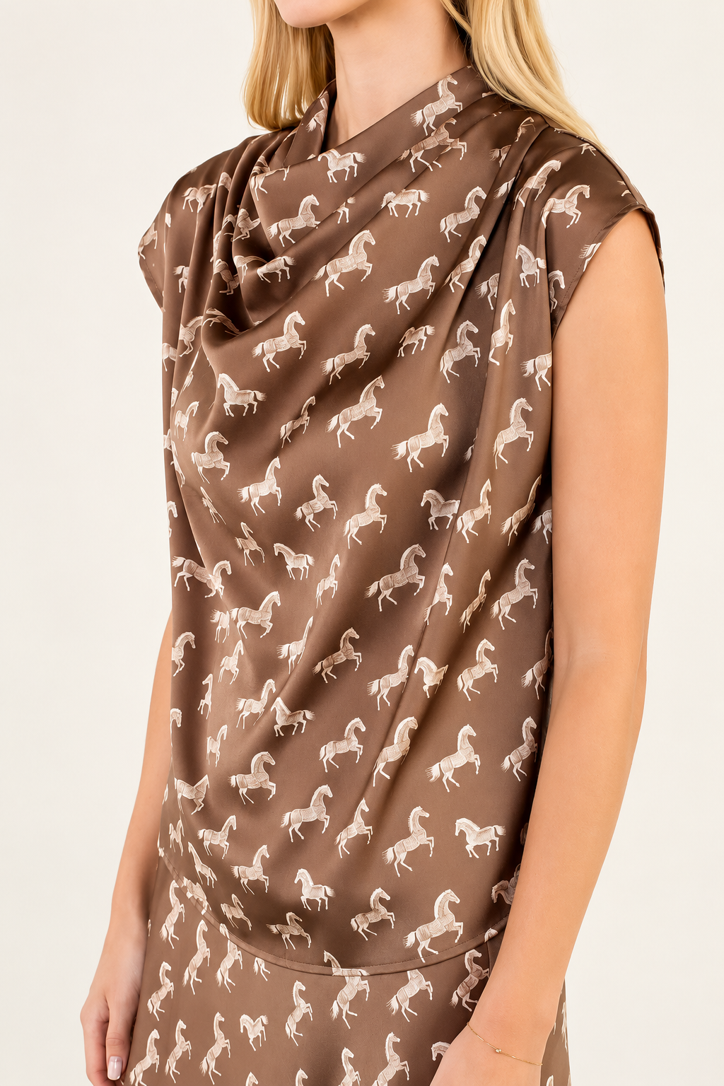 Satin High Neck Horse Top