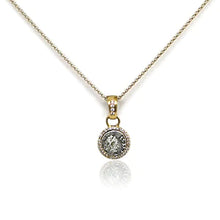 Load image into Gallery viewer, Gold Pavia Coin & Pavé Frame Necklace