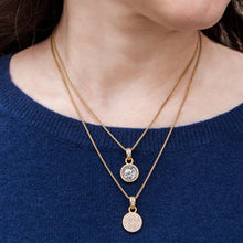 Load image into Gallery viewer, Gold Pavia Coin & Pavé Frame Necklace