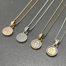 Load image into Gallery viewer, Gold Pavia Coin & Pavé Frame Necklace