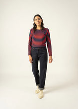 Load image into Gallery viewer, Navy &amp; Red Striped Long Sleeve
