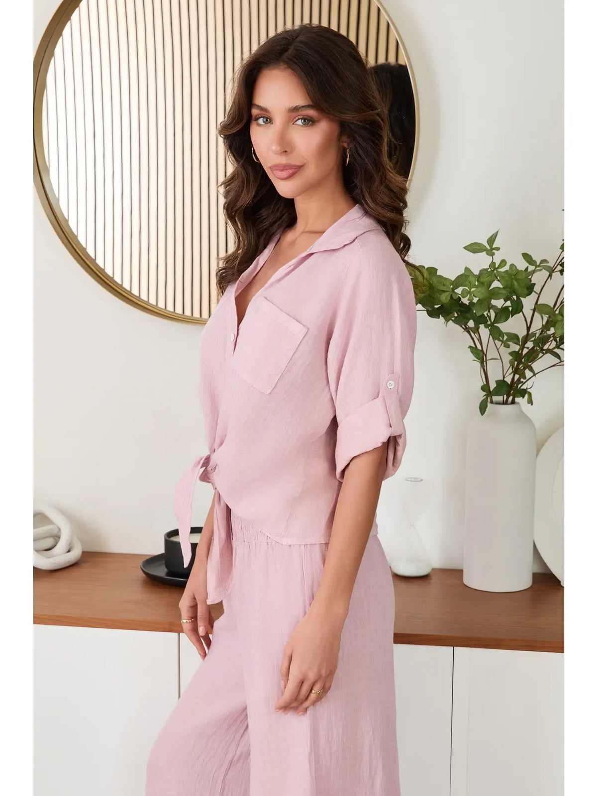 Linen Twist Hem Henley