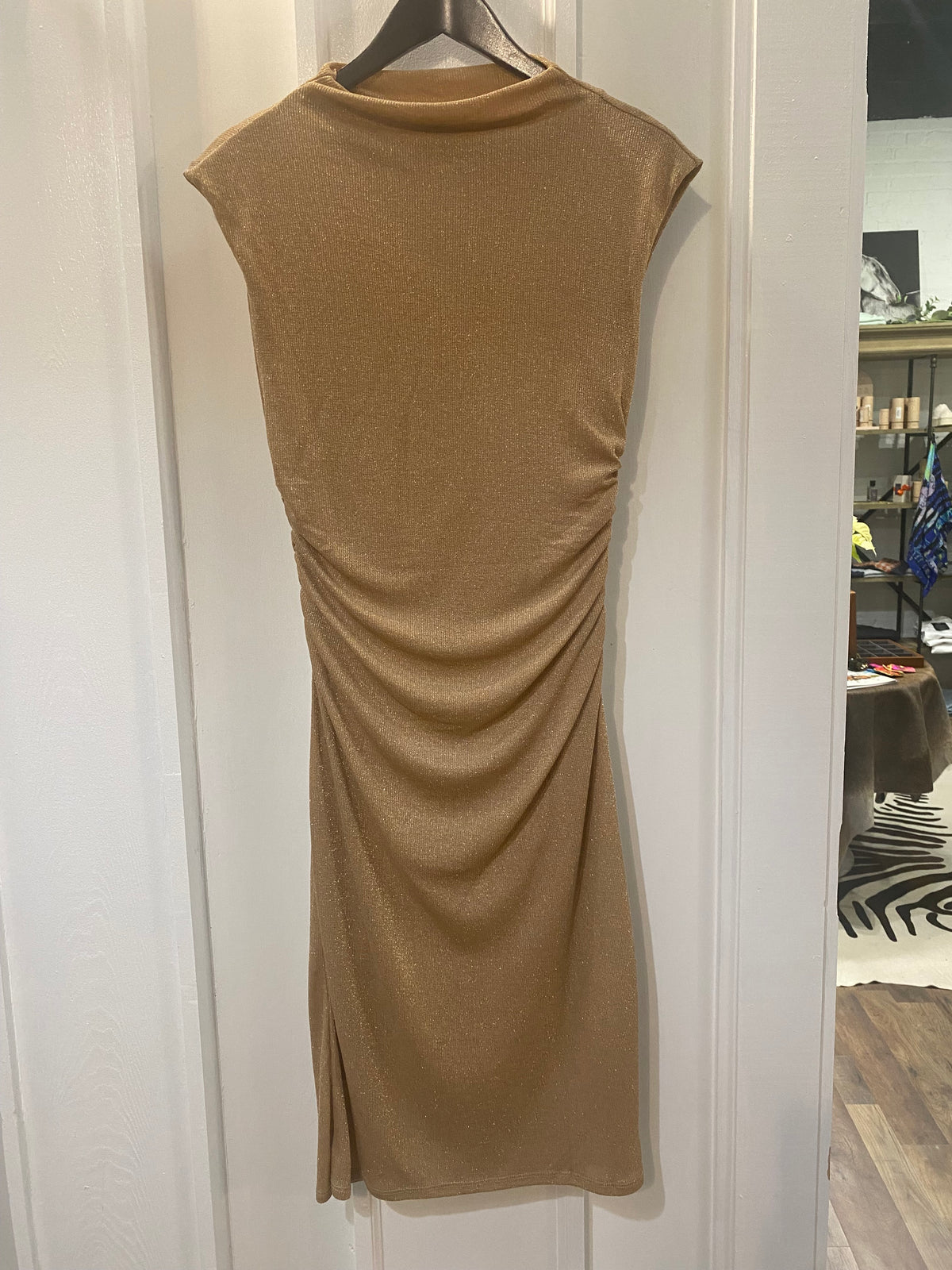 Gold Knit Sheath Party Dress