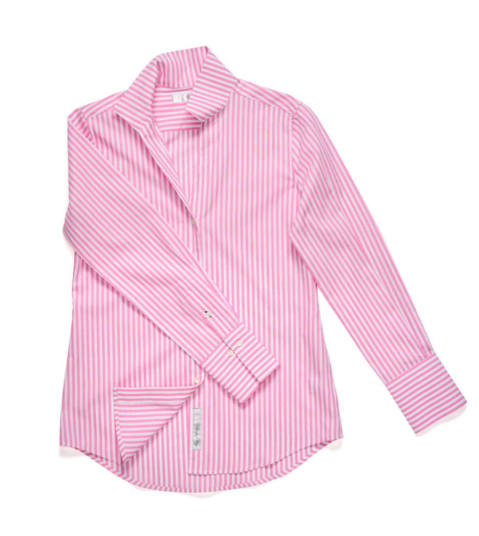 Claridge + King The League Shirt in Candy Pink Stripe Size M
