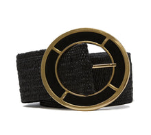 Load image into Gallery viewer, Straw w/ Metallic Buckle Stretch Belt
