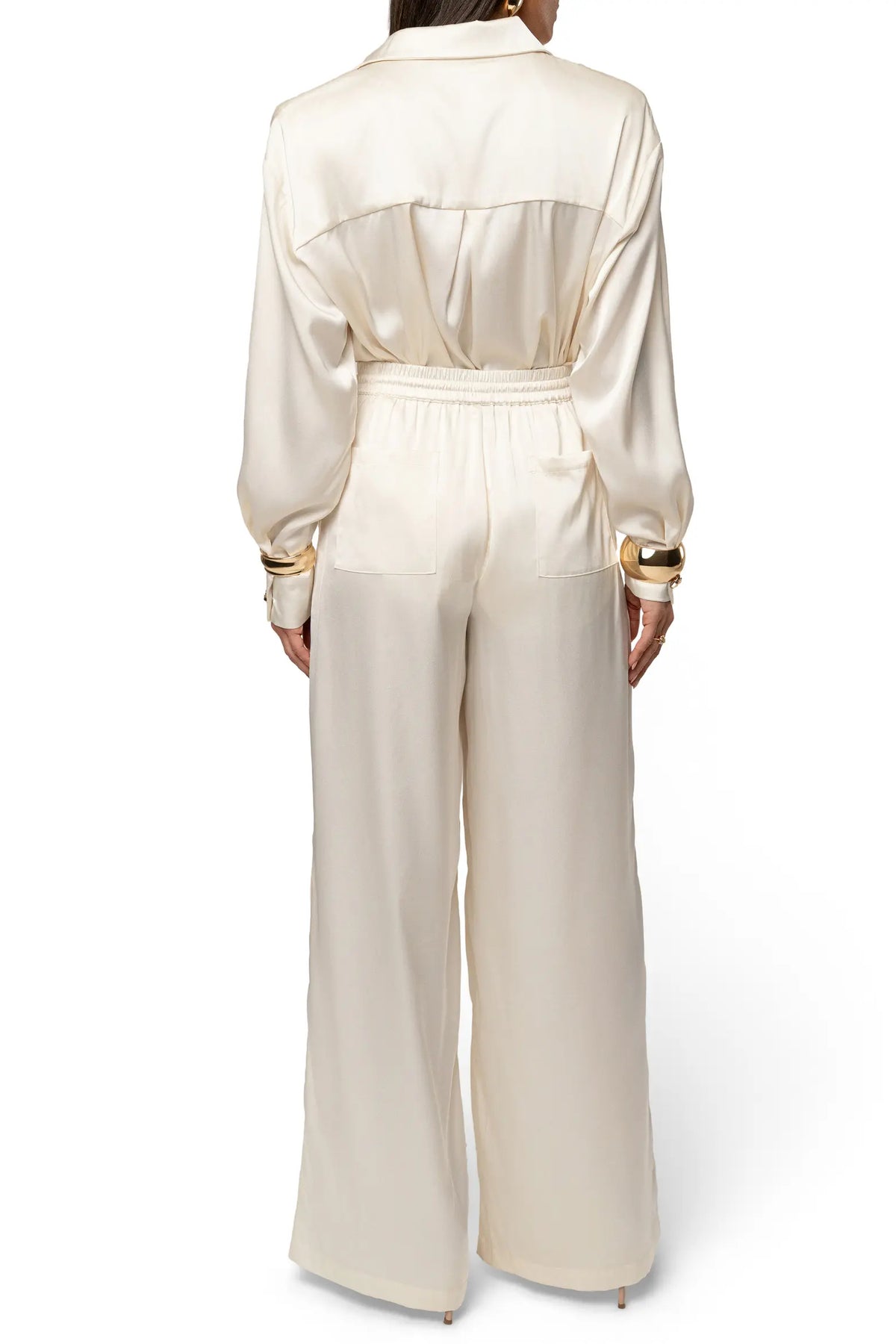 Silky Wide Leg Pants- Ivory