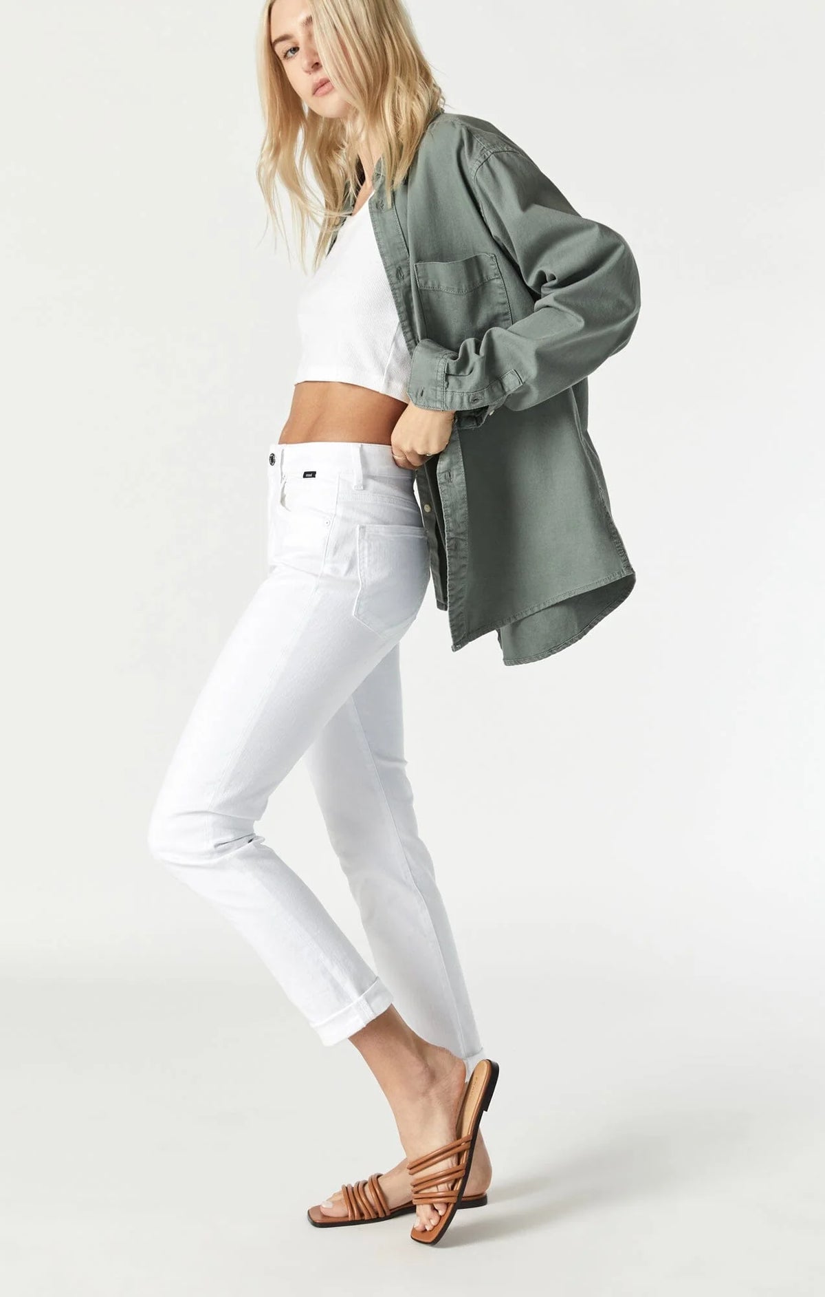 Kathleen White Slim Boyfriend Jeans