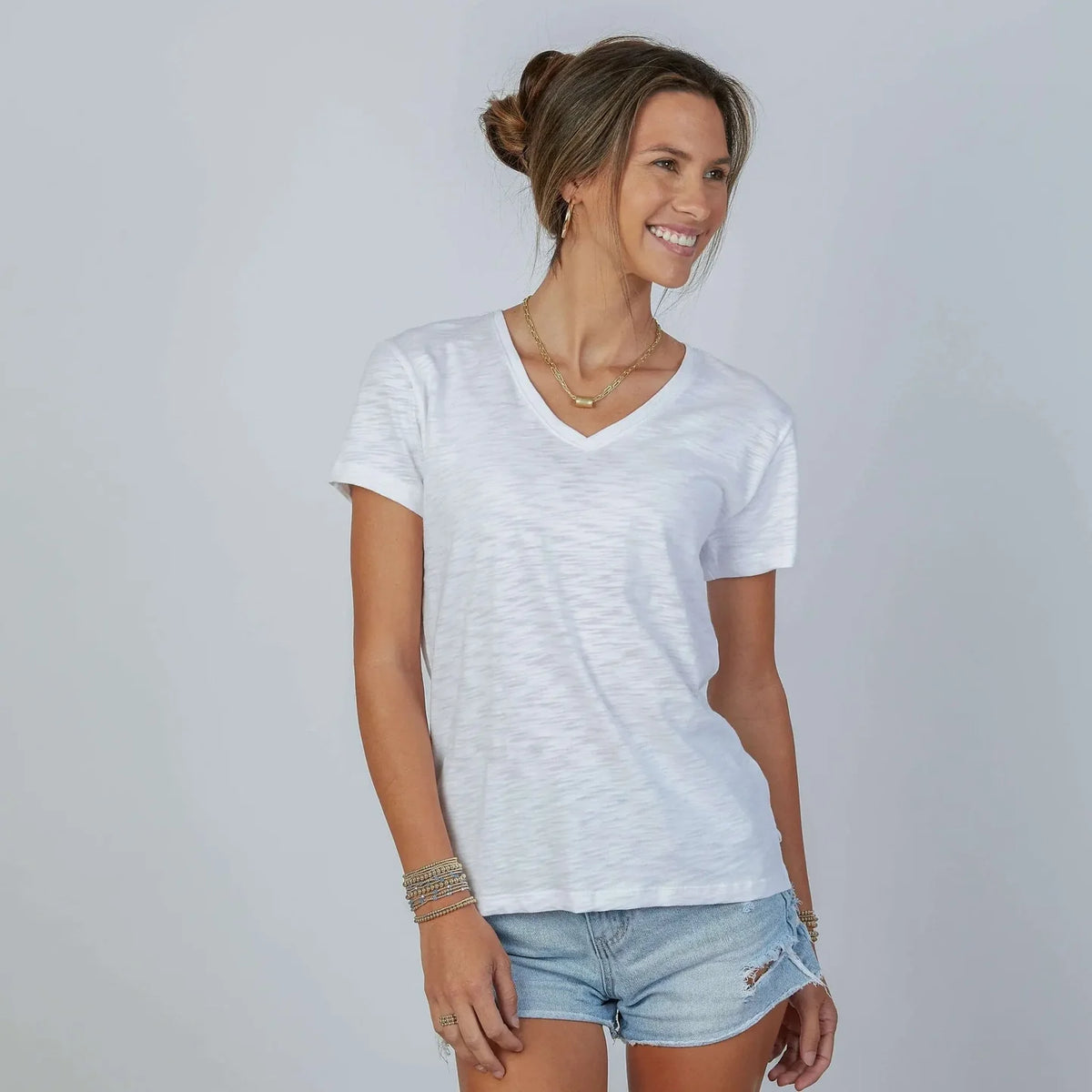Short Sleeve Jeans V
