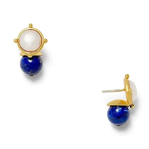 Lapis & White Lady Earrings