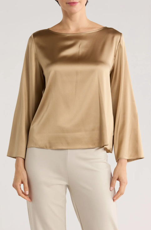 Washed Satin Blouson Top