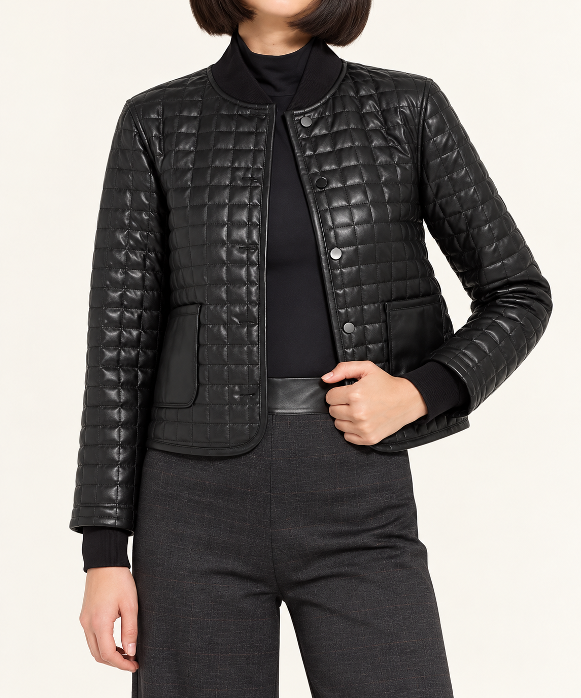 Quilted Vegan Leather Jacket