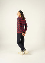 Load image into Gallery viewer, Navy &amp; Red Striped Long Sleeve
