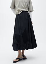 Load image into Gallery viewer, Black bubble hemmed midi skirt
