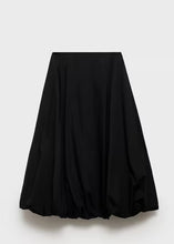 Load image into Gallery viewer, Black bubble hemmed midi skirt
