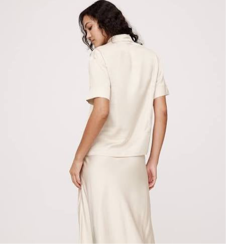 Satin Short Sleeve Button down