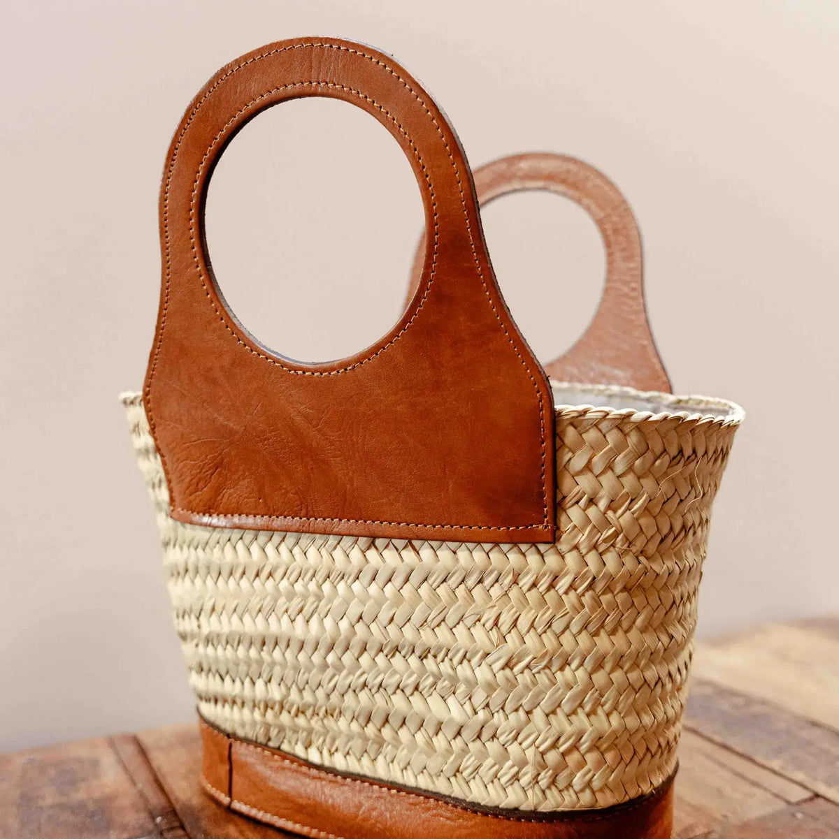 Herringbone Round Handle Bag