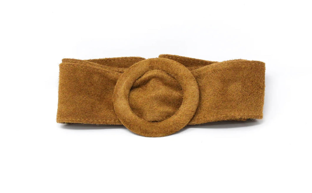 Circle Buckle Suede Belt