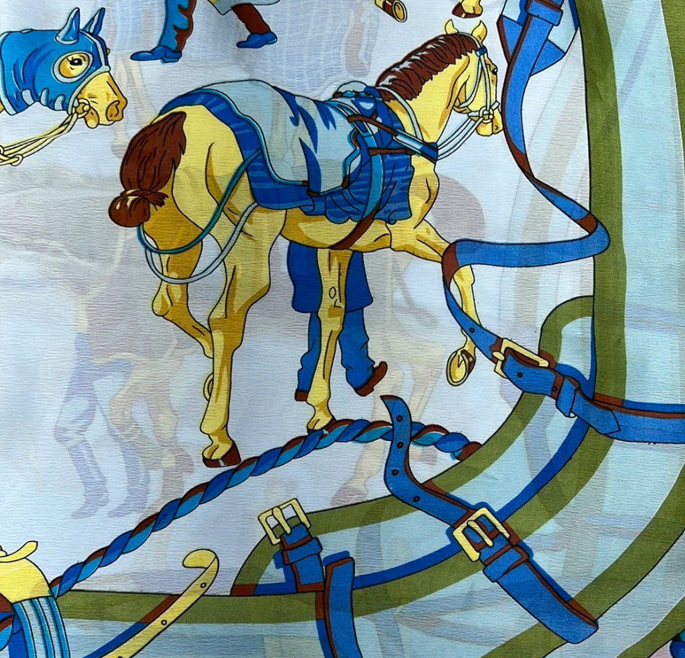 Large Blue Silk Scarf