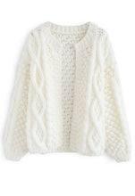Load image into Gallery viewer, Cable cardigan white
