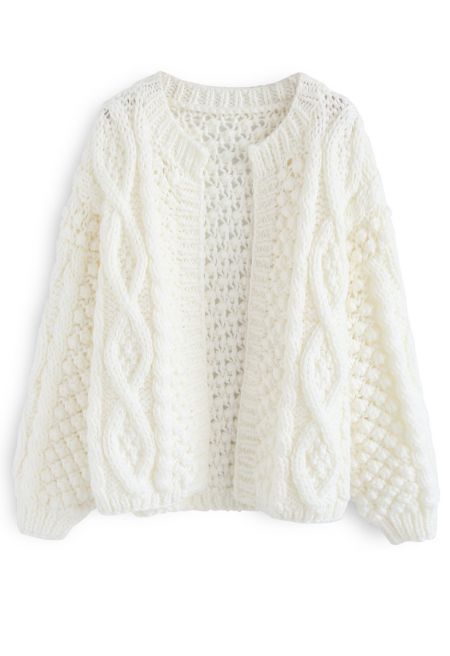 Cable cardigan white