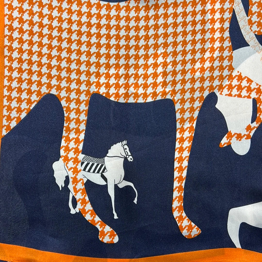 Orange & Navy Horse Scarf