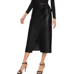 Load image into Gallery viewer, Leather Knot Wrap Skirt
