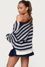 Load image into Gallery viewer, Striped Scoop Neck Sweater
