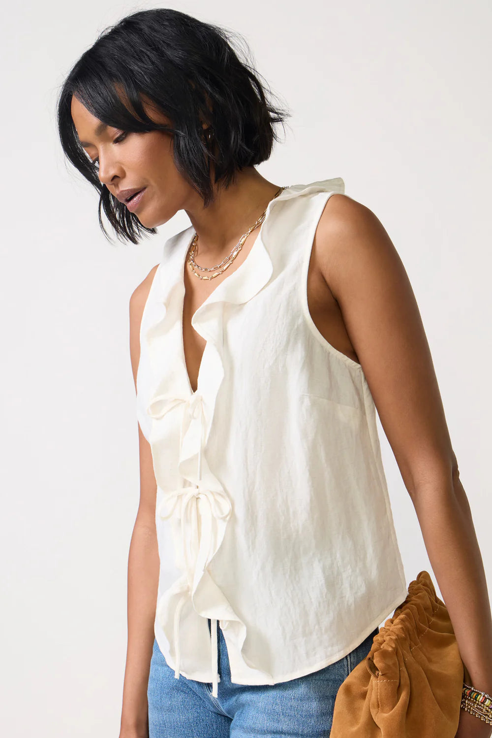 Lace up Ruffled Blouse