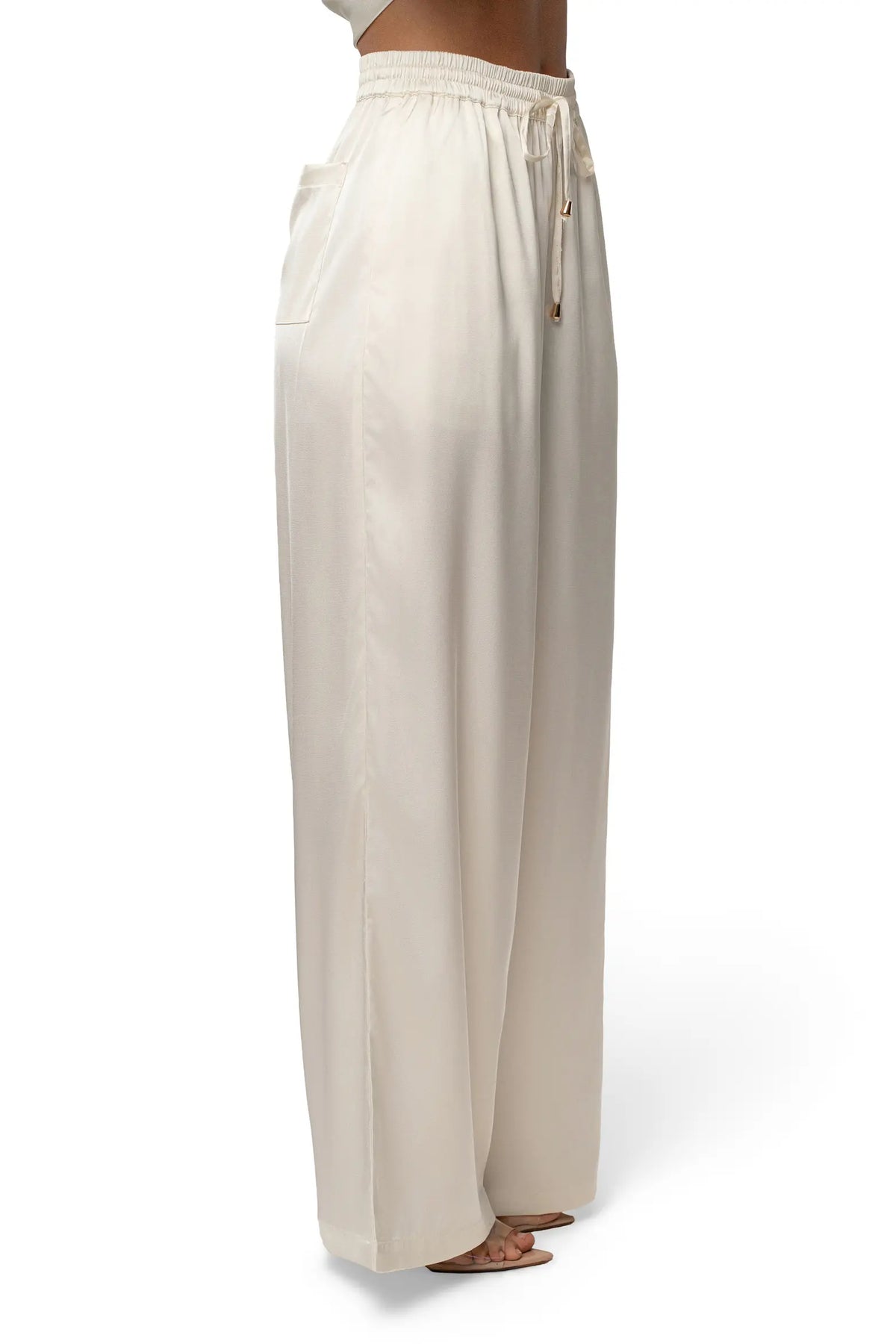 Silky Wide Leg Pants- Ivory