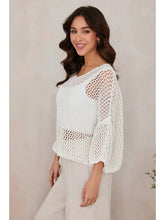 Load image into Gallery viewer, Crochet Long Sleeve Top - White
