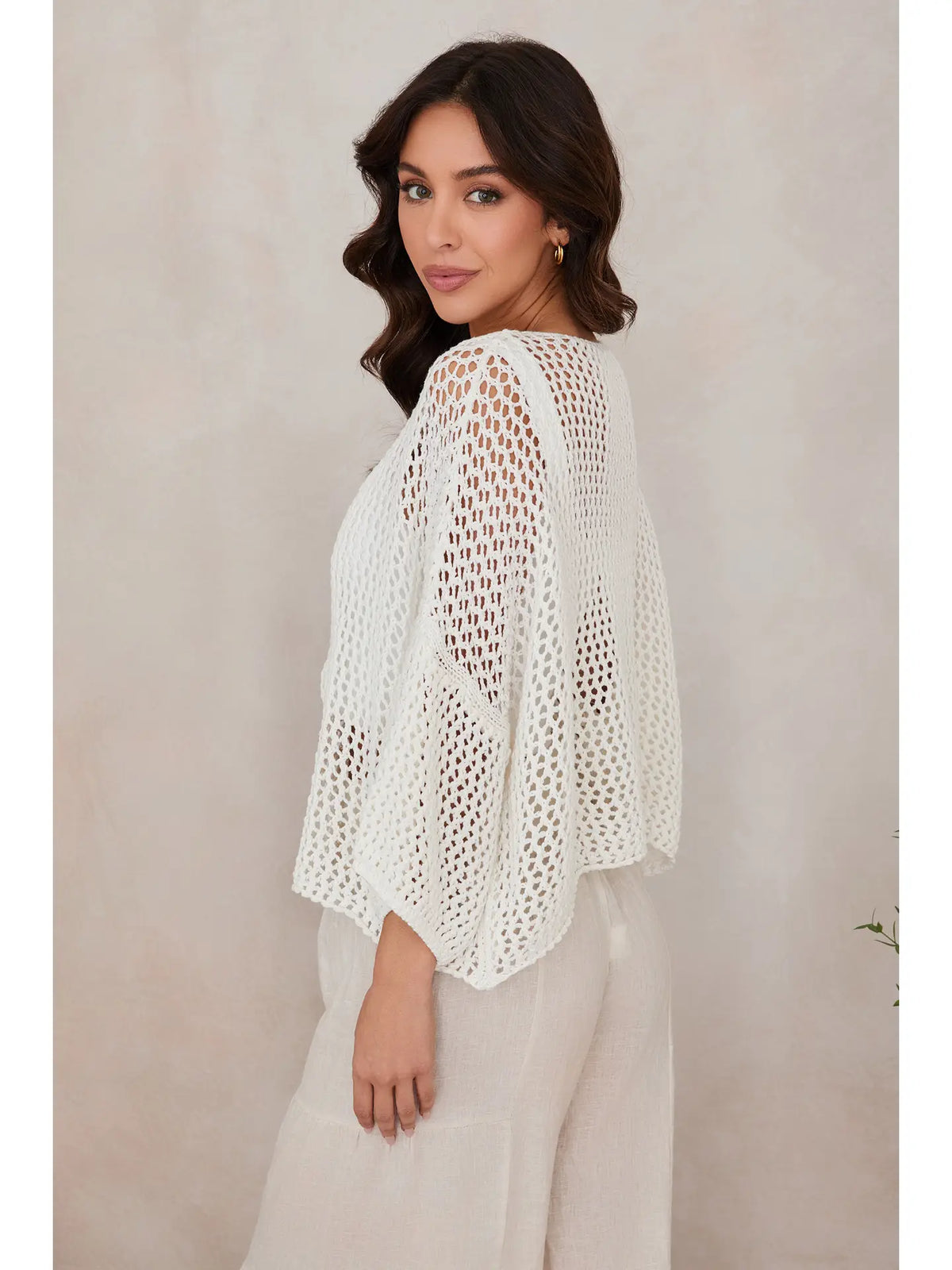 Crochet Long Sleeve Top - White