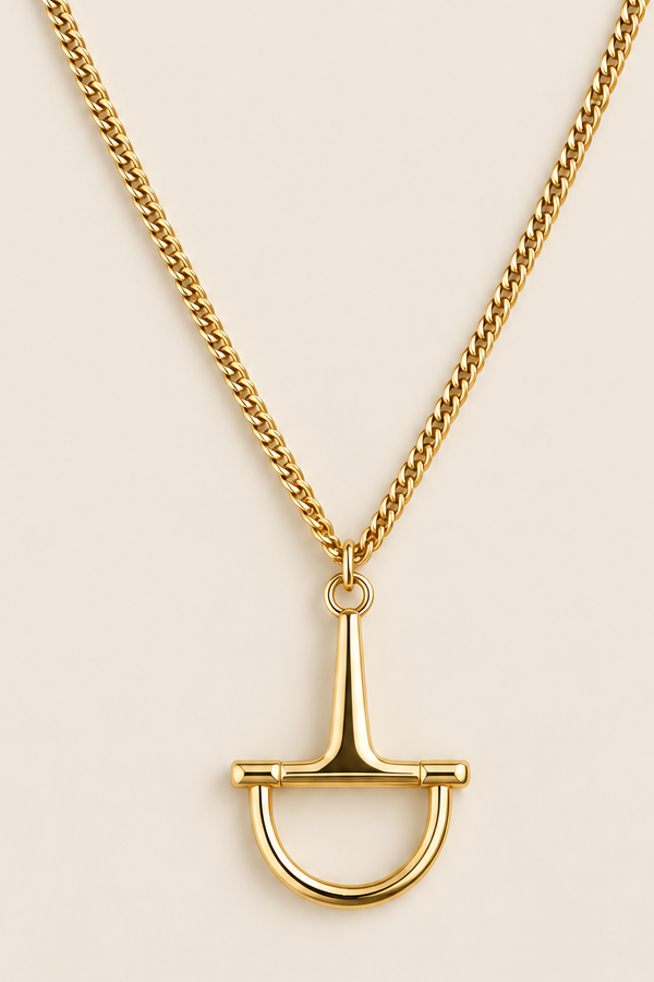 Gold Snaffle Pendant Necklace