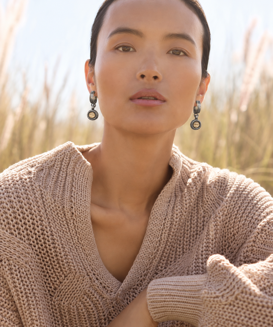 Atelier Two-Tone Medallion Drop Earrings