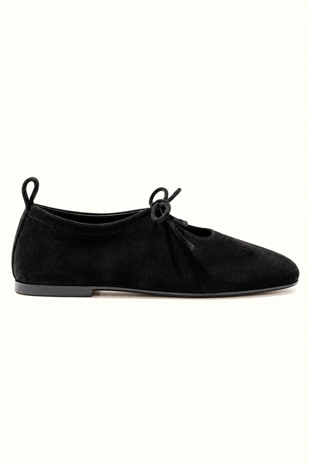 Katy Black – Soft Leather Flats with Front Tie