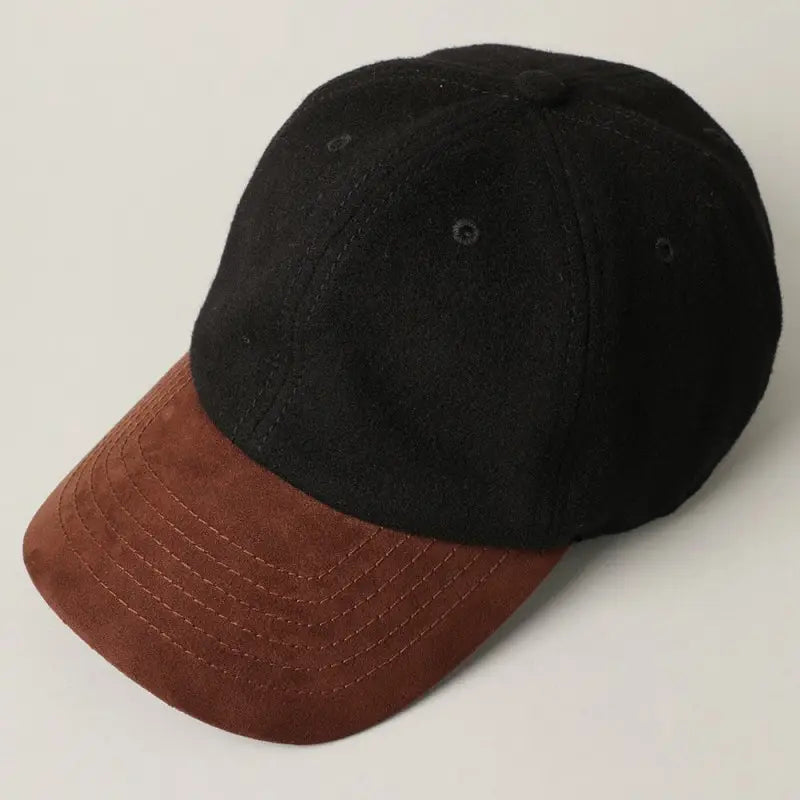 Wool Blend Casual Baseball Cap Black/Brown